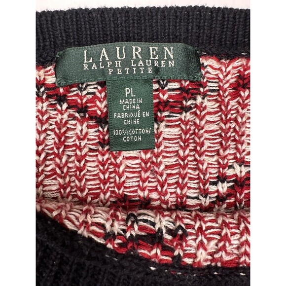 Ralph Lauren Petite Women’s Oversized Sweater Black Red Southwestern Size PL - Picture 8 of 12